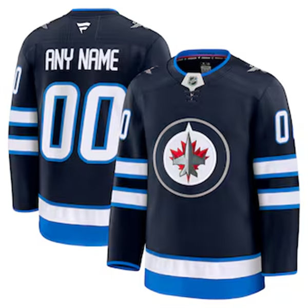 Men's Youth Winnipeg Jets Custom Fanatics Navy Home Jersey